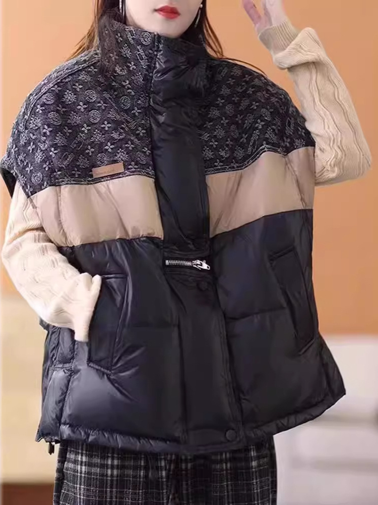 Puffer Vest Fashion Women - Mode Retro Donsjack Vest Winter Nieuwe