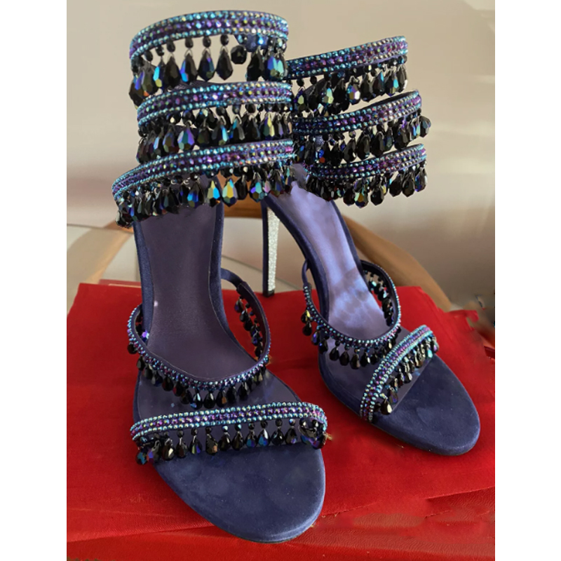 Women'S Fashion Summer 2025 - Kristallen hanger enkel slang wrap sandalen