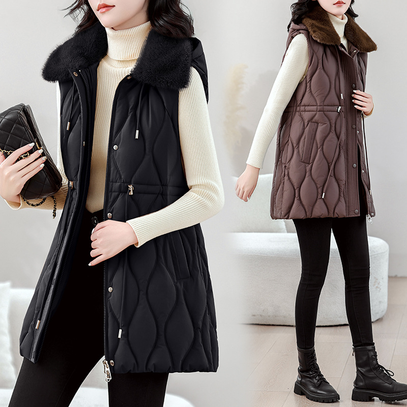Puffer Vest Fashion Women - Dames Middellang Puffer Vest Herfst Winter