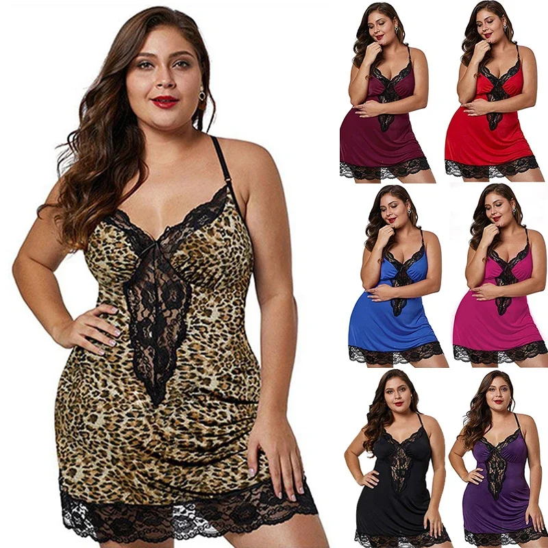 Spaghetti Strap Dress - Plus Size Dames Nachthemd van Kant