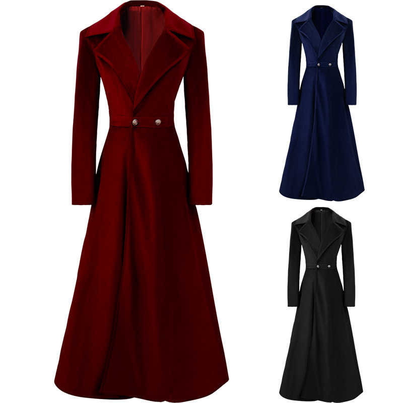 Velvet Blazer Women - Dames 19e-eeuwse elegante trenchcoat met ingekerfde