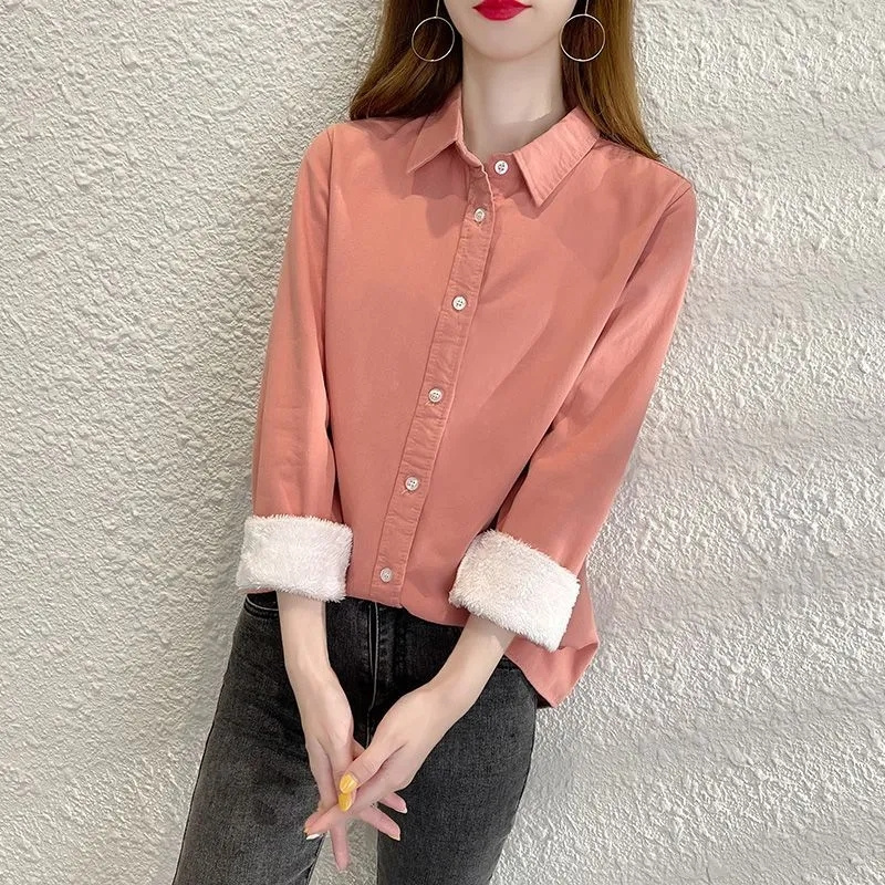 Velvet Blazer Women - Mode Voeg Fluwelen Warm Shirt Damesblouse