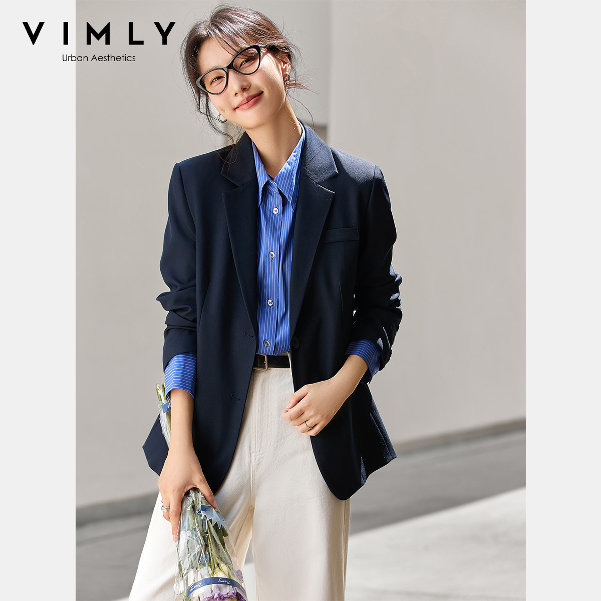 VIMLY Marineblauwe damesjassen - Velvet Blazer Women recensie en prijs
