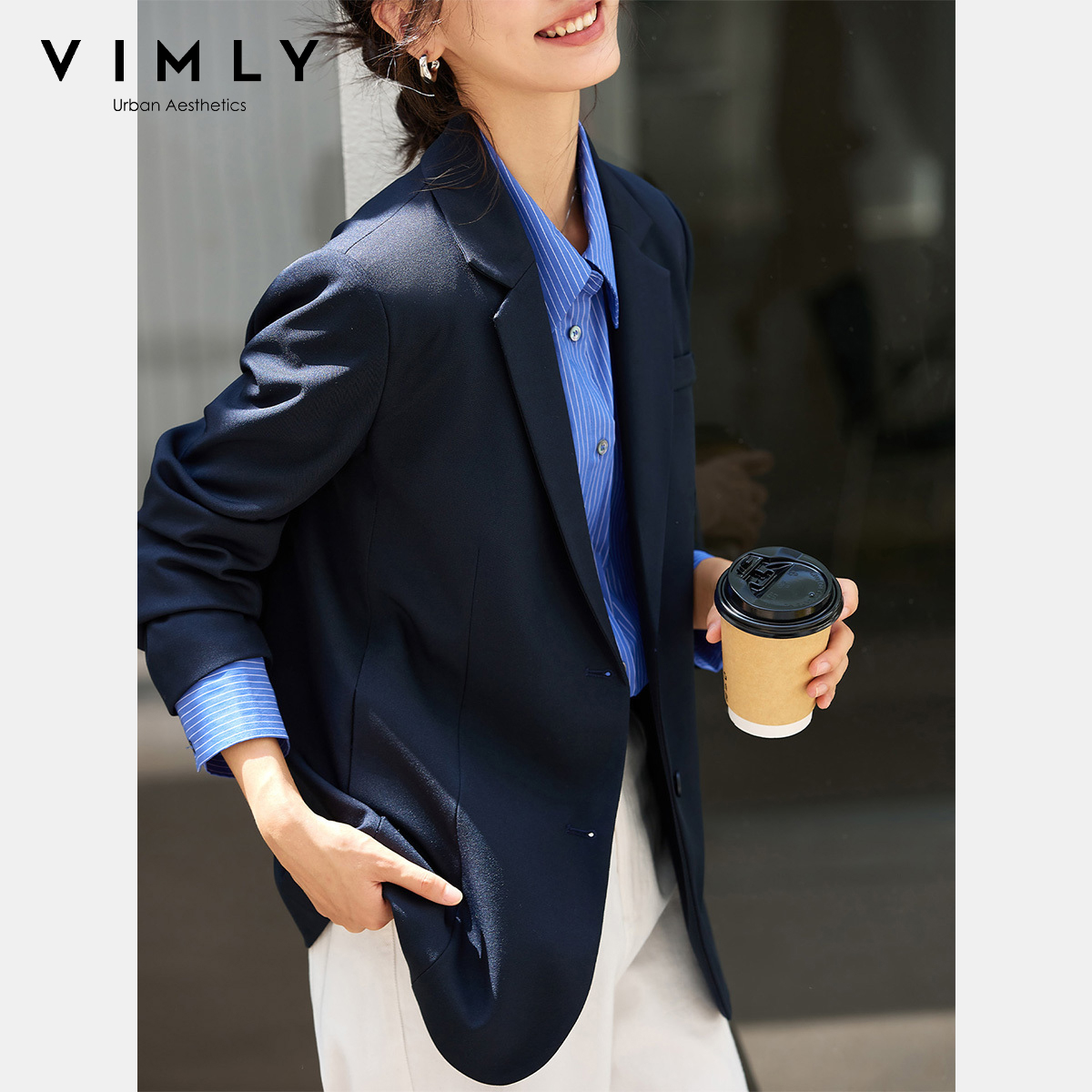 VIMLY Marineblauwe damesjassen - Velvet Blazer Women recensie en prijs